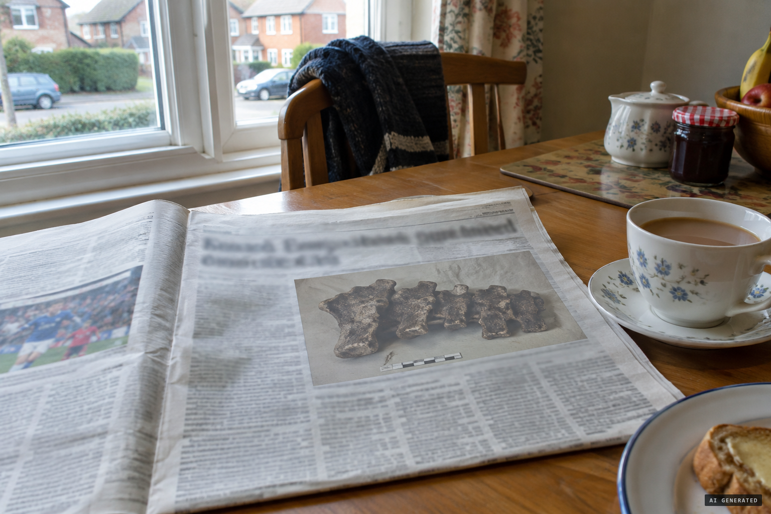 The Telegraph runs the story of the bones and a 35-foot monster