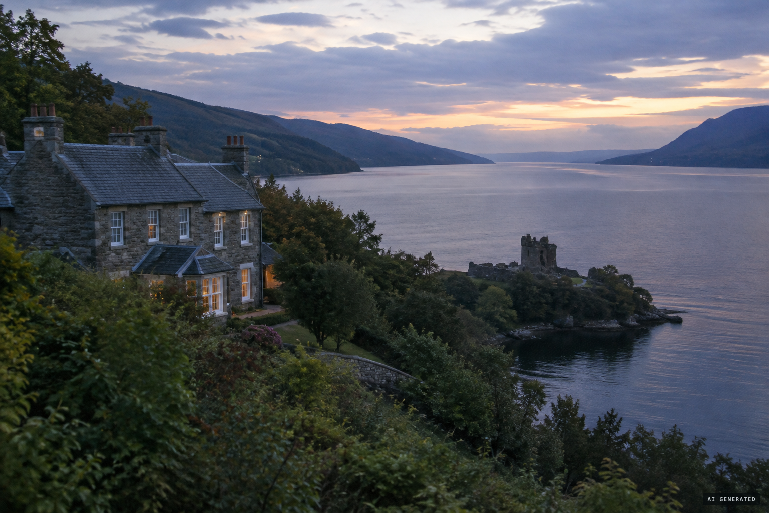 Rines's estate, Tychat, overlooking Urquhart Bay