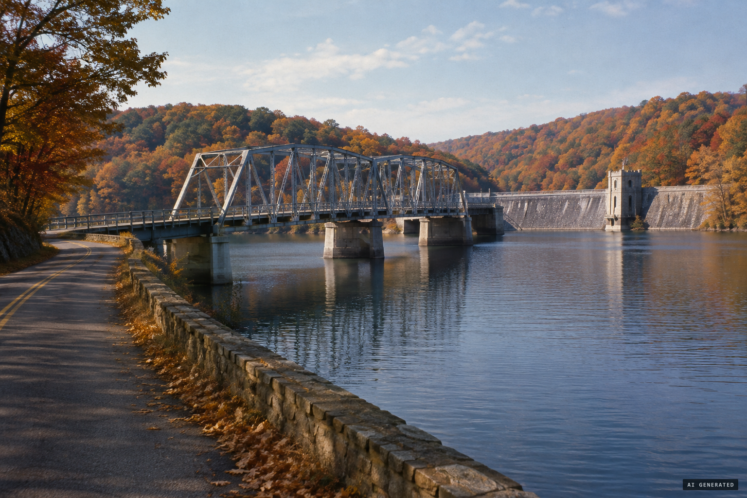 The bridge over Loch Raven Reservoir, near the dam north of Baltimore