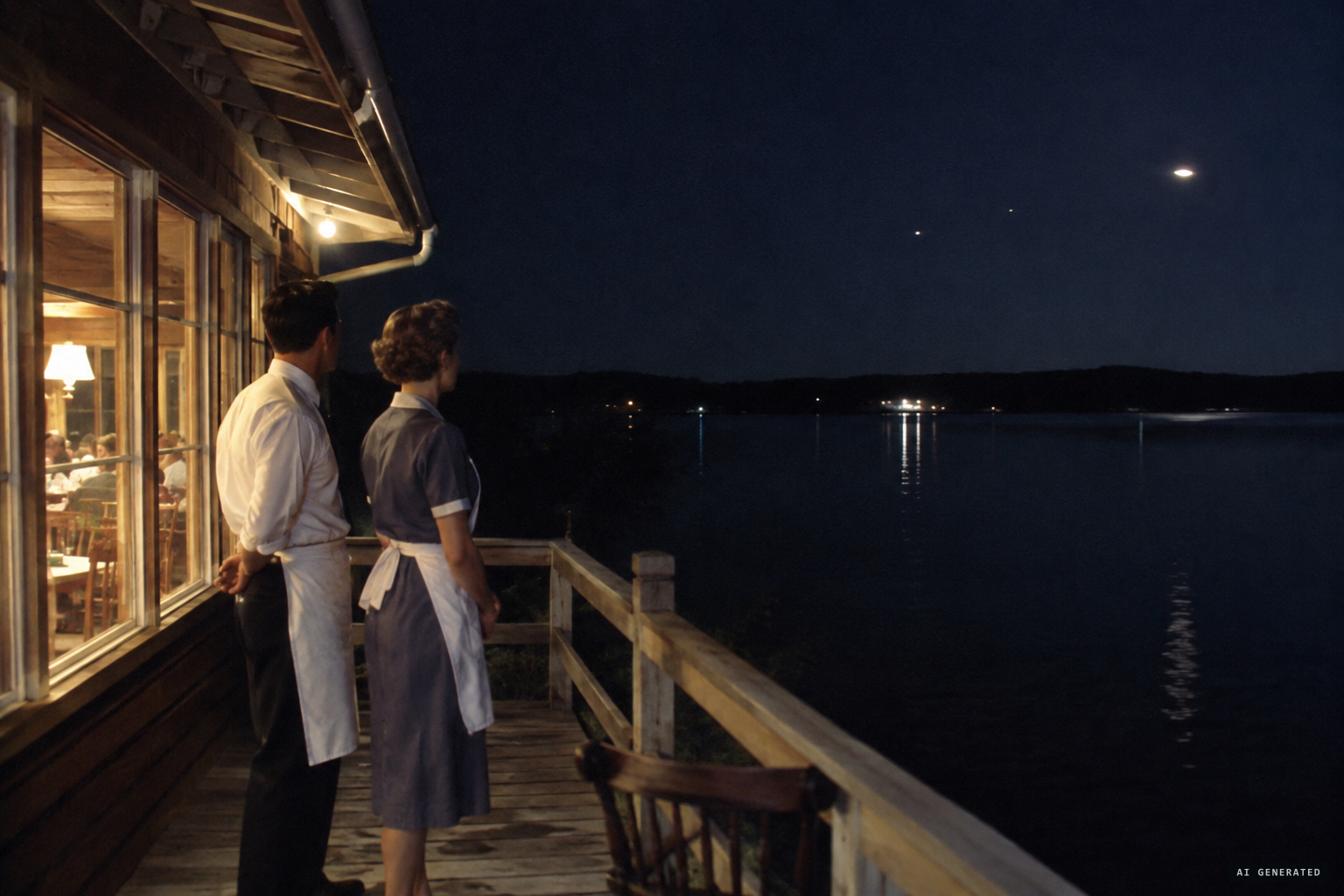 Restaurant staff by the lake see glowing objects and hear a loud boom