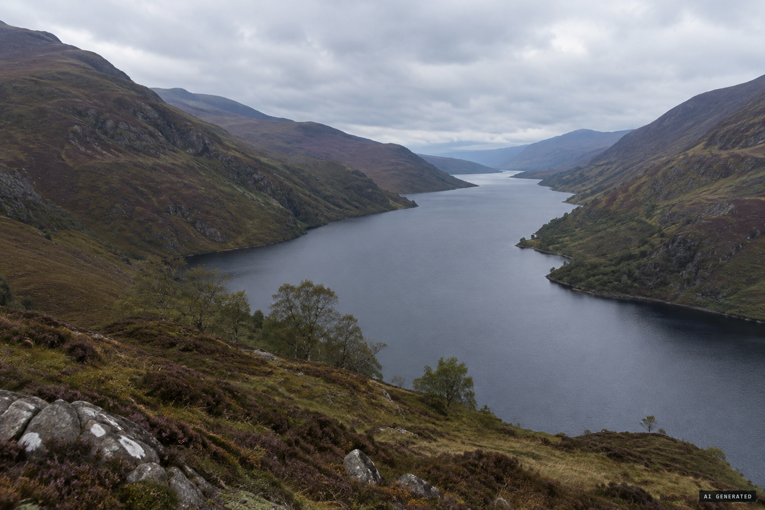 Loch Shiel, long, narrow and deep, running south-west from Glenfinnan