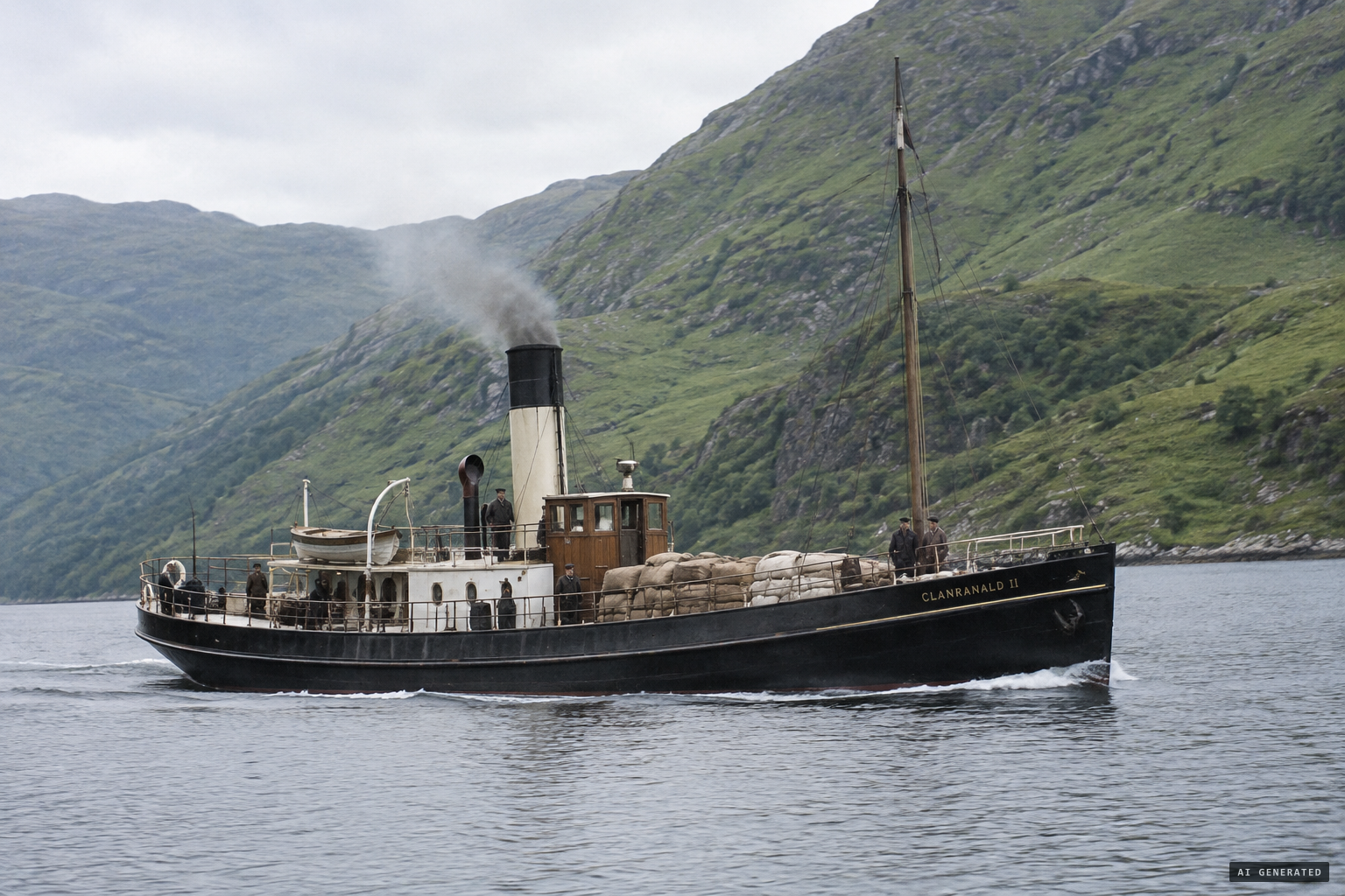 The mail steamer Clanranald II, the loch's daily lifeline