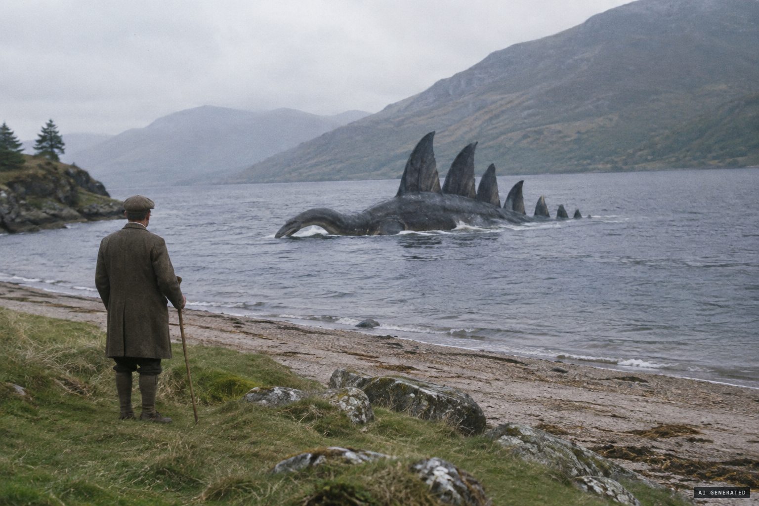 Ronald MacLeod's creature with seven sails coming out at Sandy Point, 1926