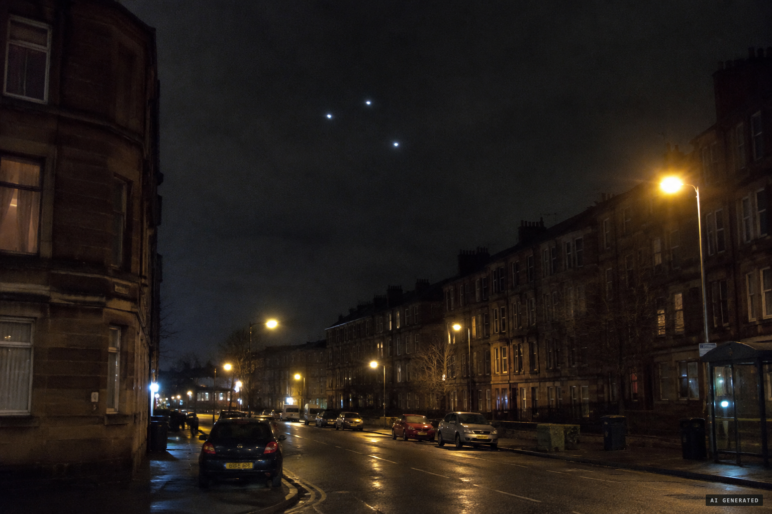 Three white objects over the east end of Glasgow