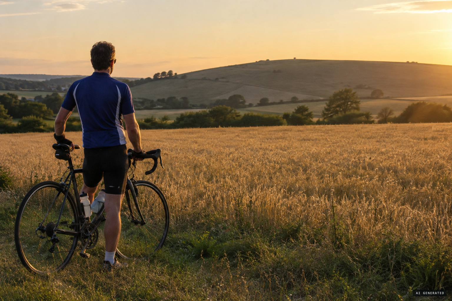 One cyclist, one wheat field, the longest day of the year