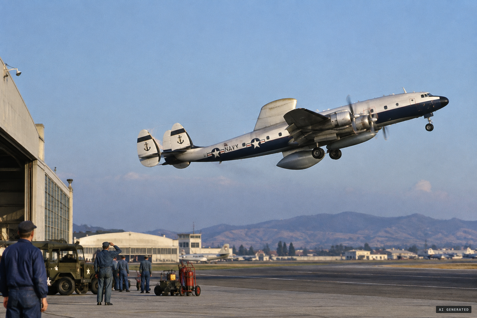 The WV-2 Super Constellation leaves Burbank on a test flight at 4:29 PM
