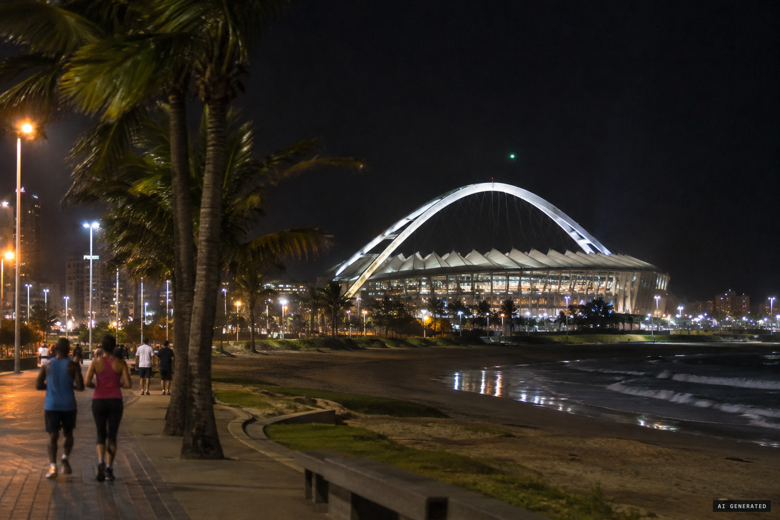 A light claimed over Moses Mabhida Stadium in Durban