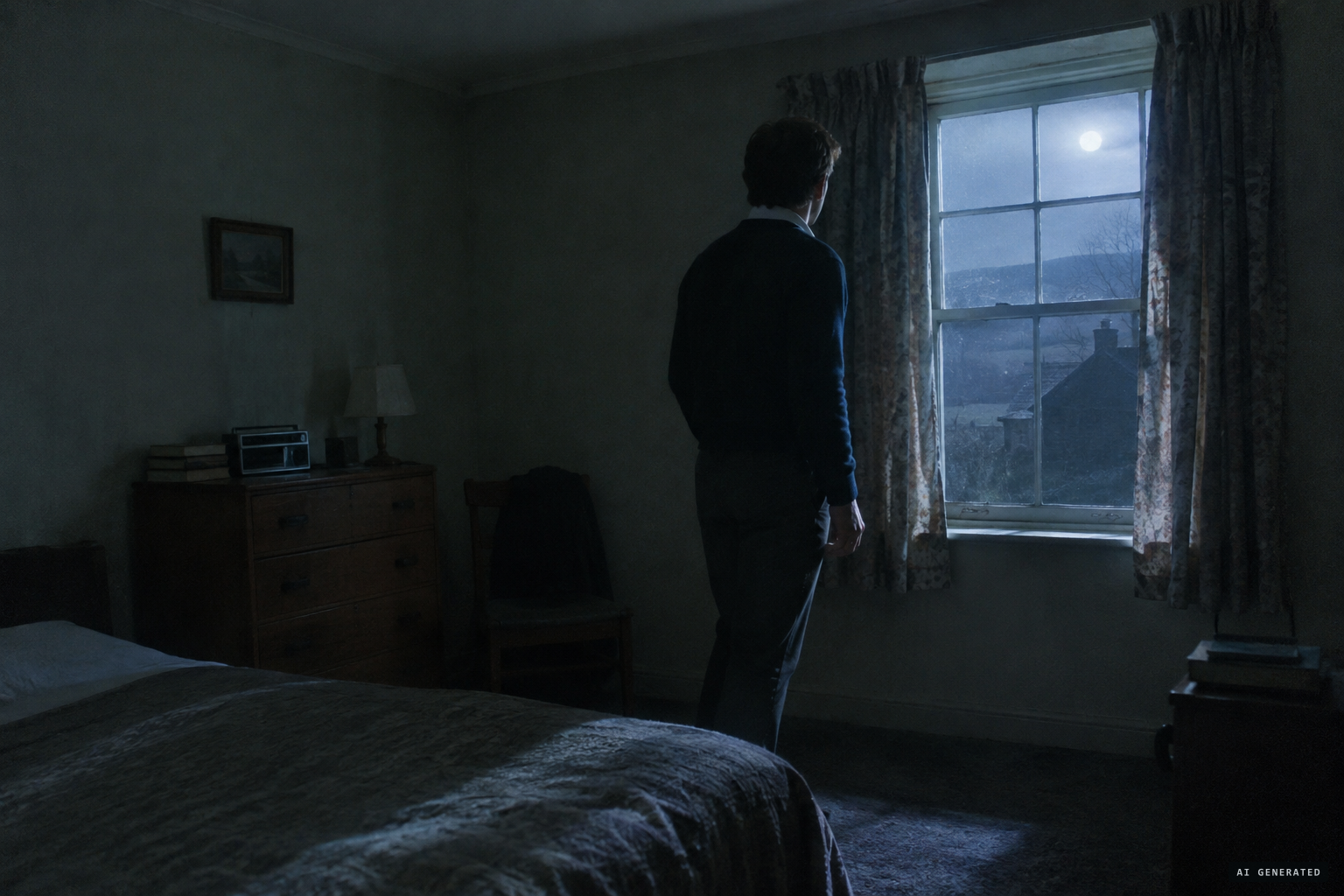 A chilly, moonlike glow fills Sean Wood's room