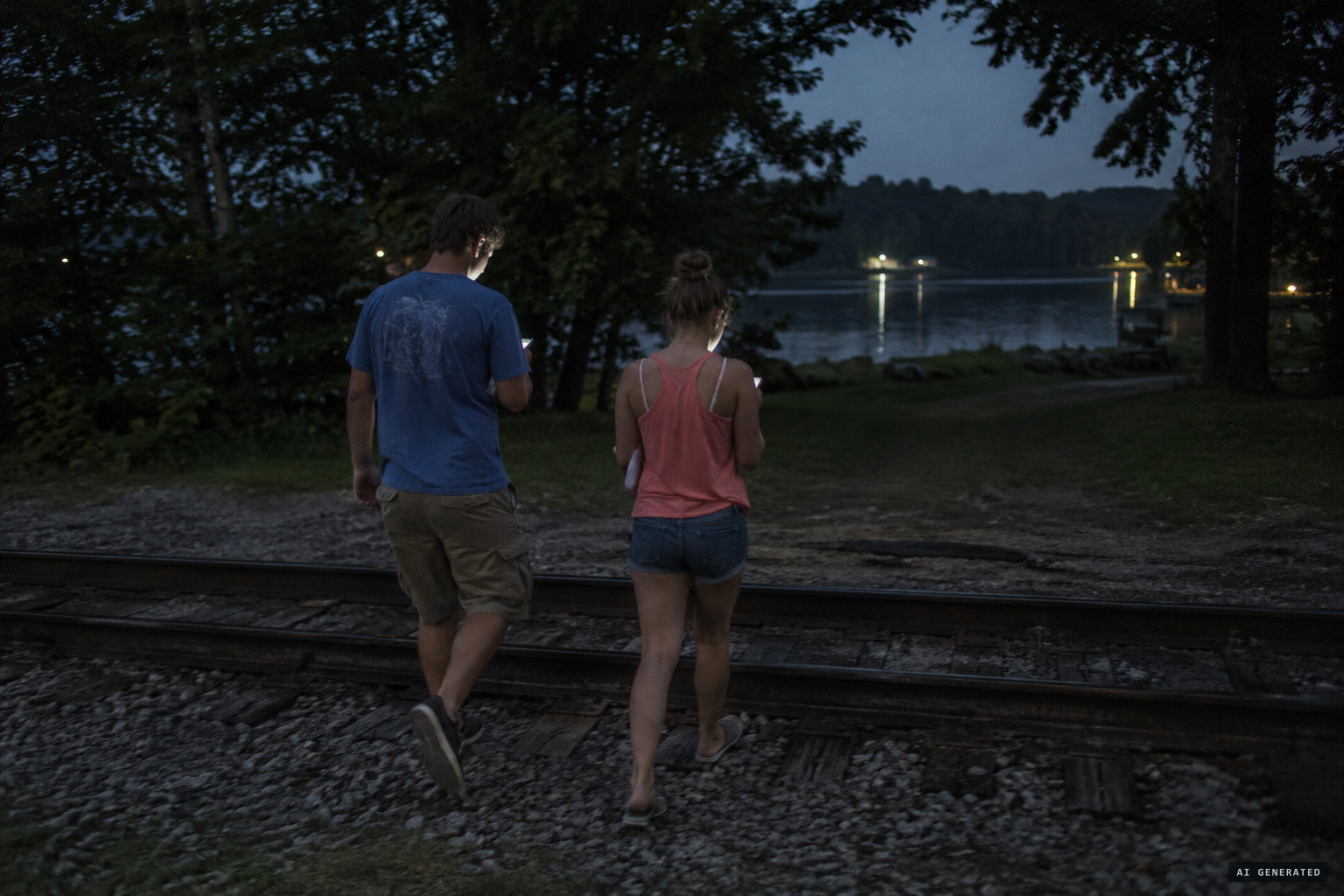 Sam Jacobs and his girlfriend play Pokémon Go near Lake Isabella