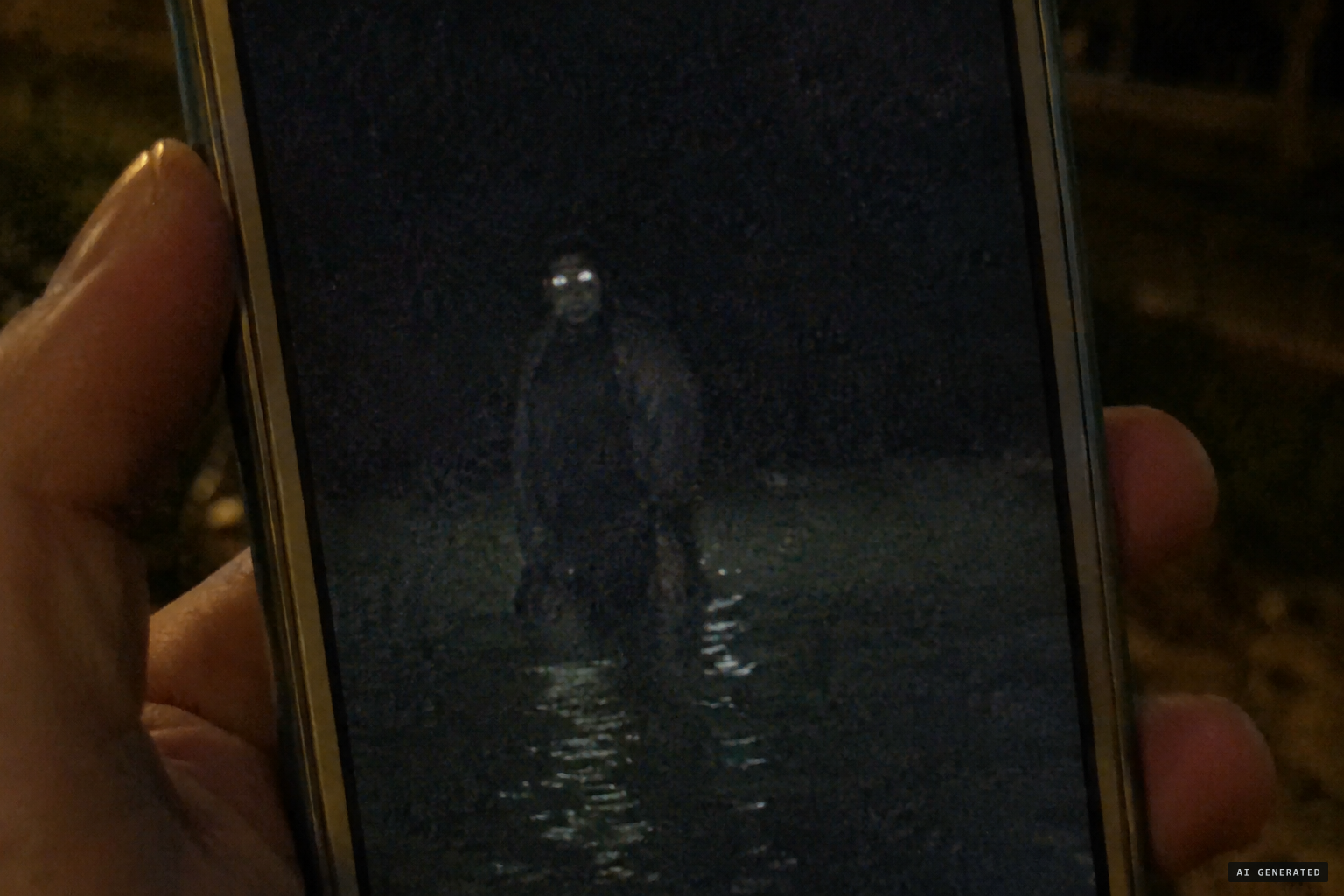 Jacobs's dark photo: shining eyes above an indistinct shape