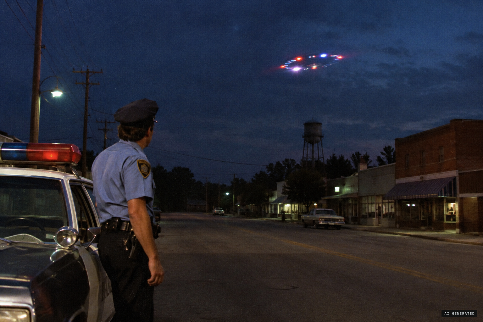 Officer Godley watches a disc-shaped object zigzag over Grimesland