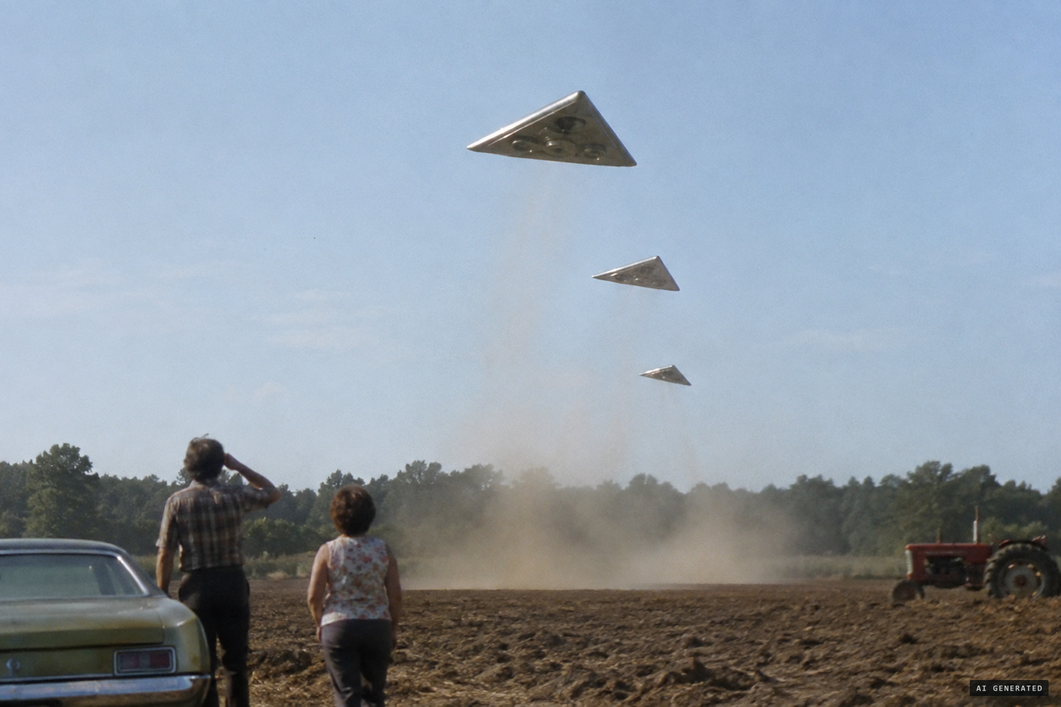 The objects lift off and disappear into the sky