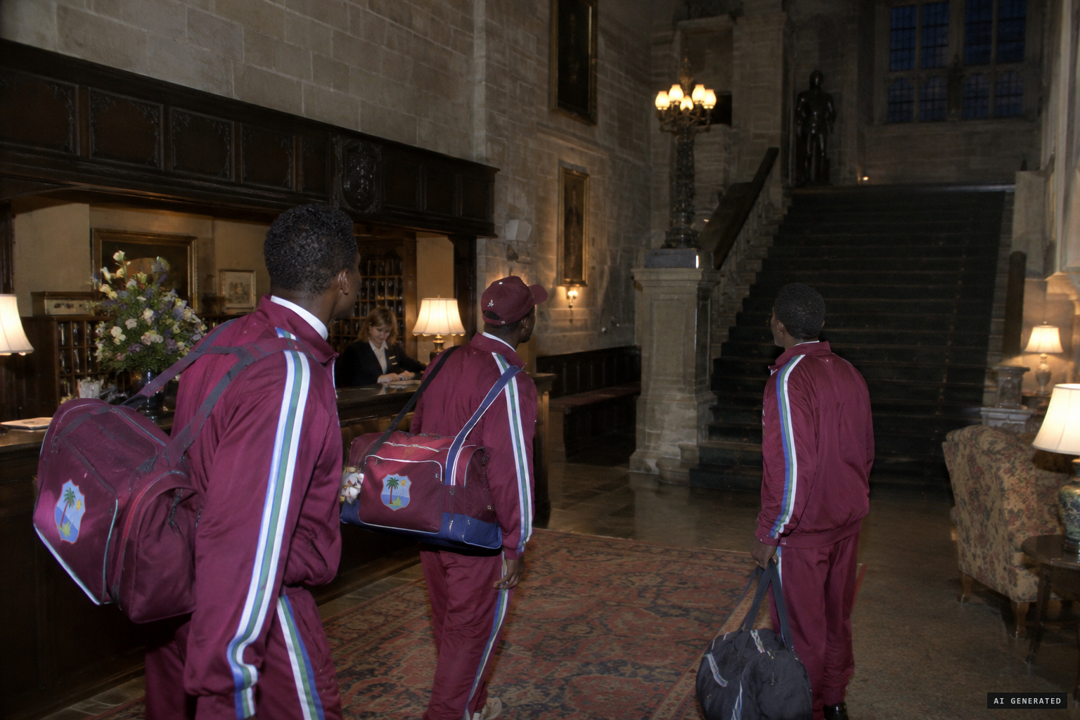 West Indies players leave the castle after sightings and noises
