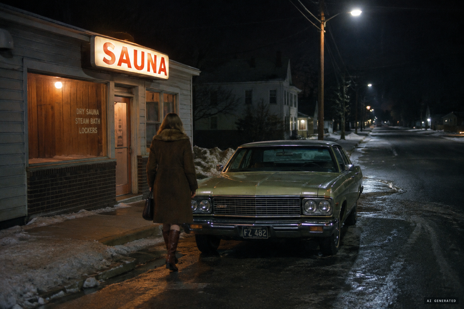 Lyndia Morel leaves the Swedish Sauna in Manchester at 2:45 a.m.