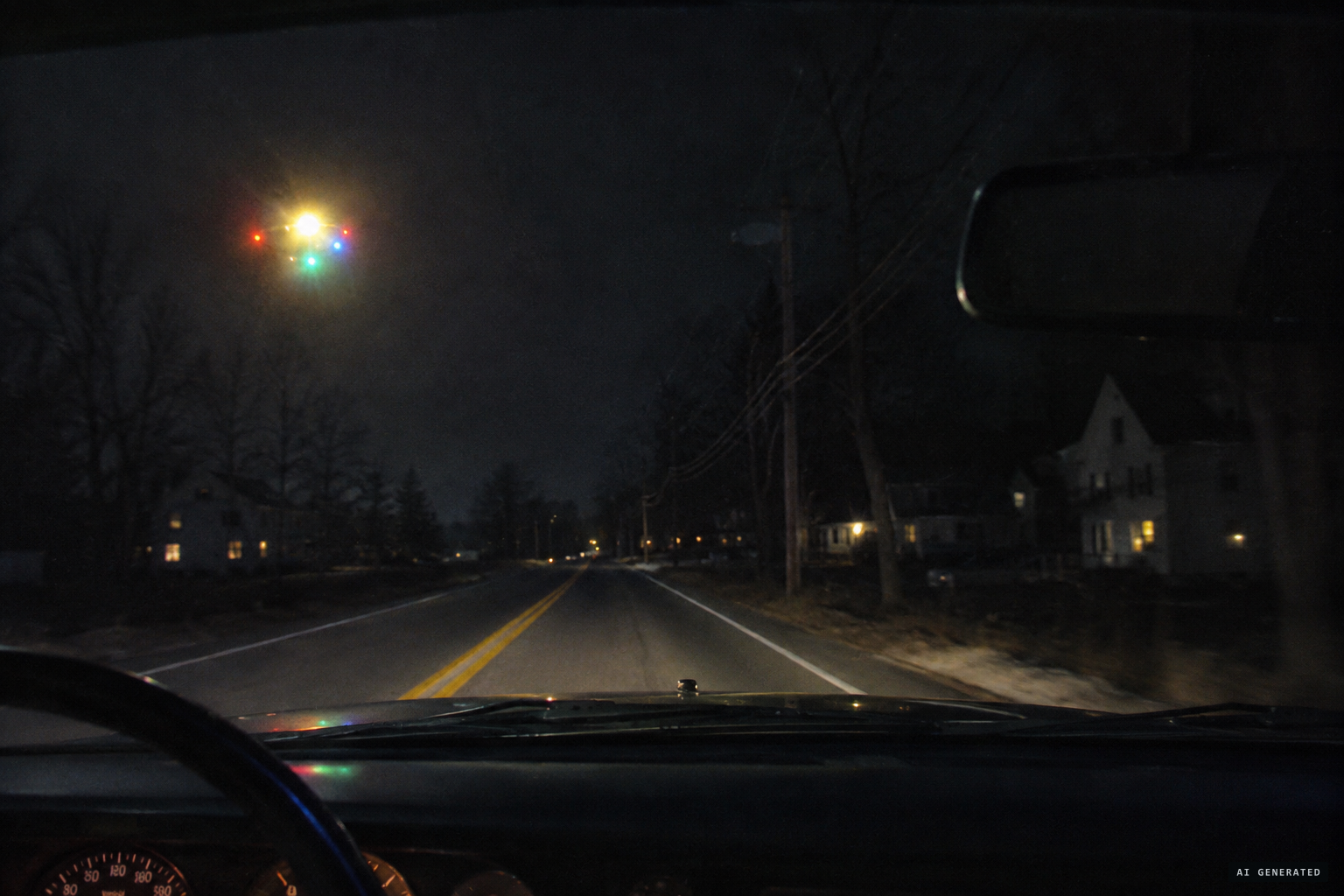A bright yellow light flashing red, green and blue, which she took for a planet