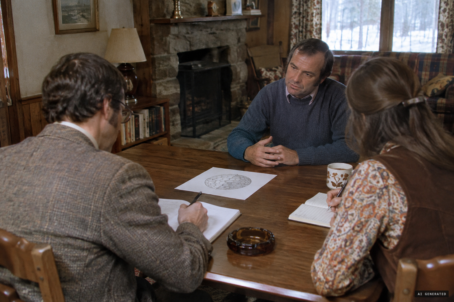 APRO investigators Walter Webb and Betty Hill interview the witness