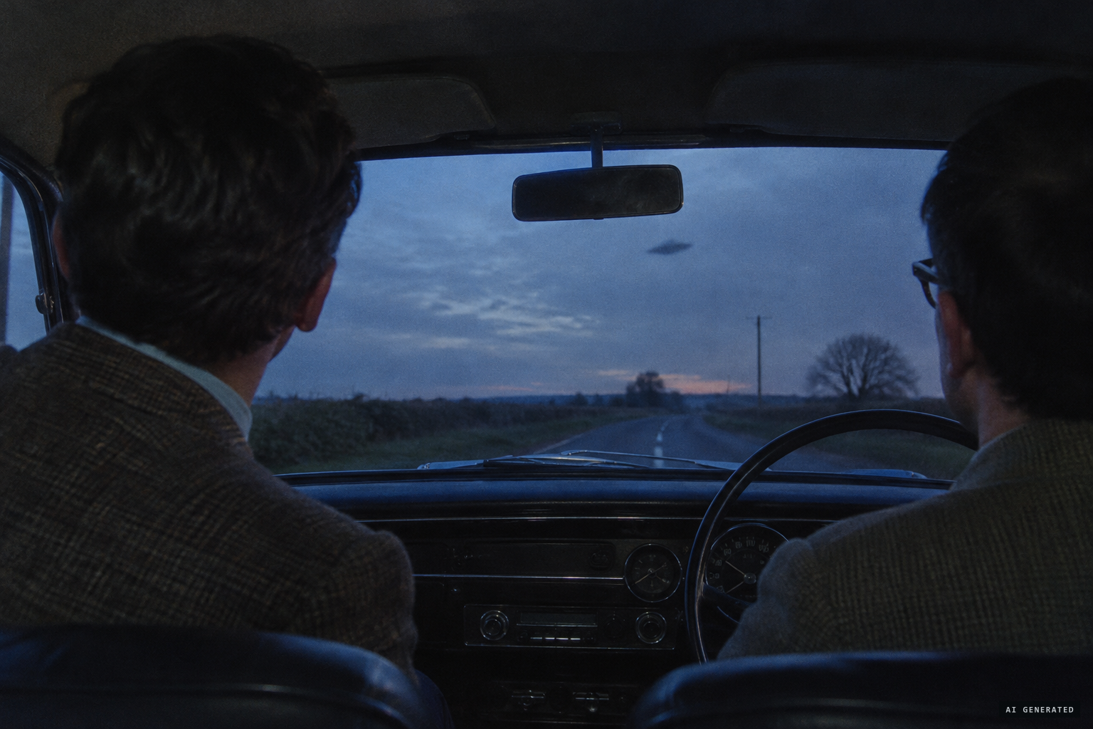 At dusk the engine stalls, leaving both men staring out of the window