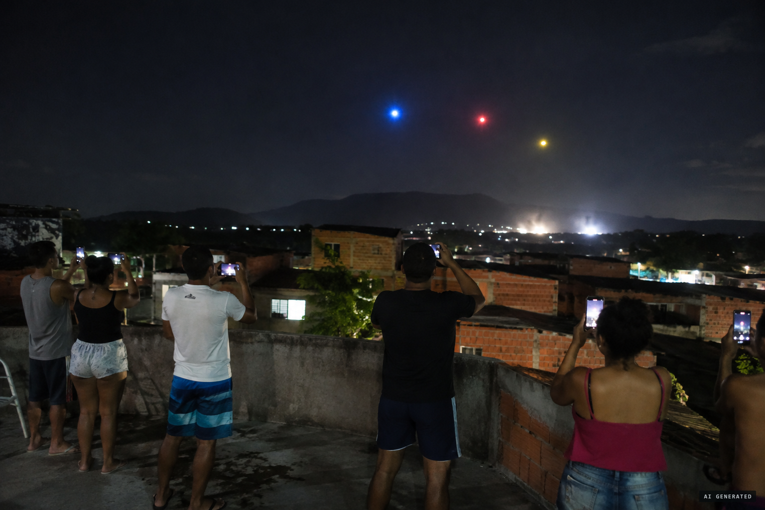 Residents film blue, red and yellow orbs over Magé