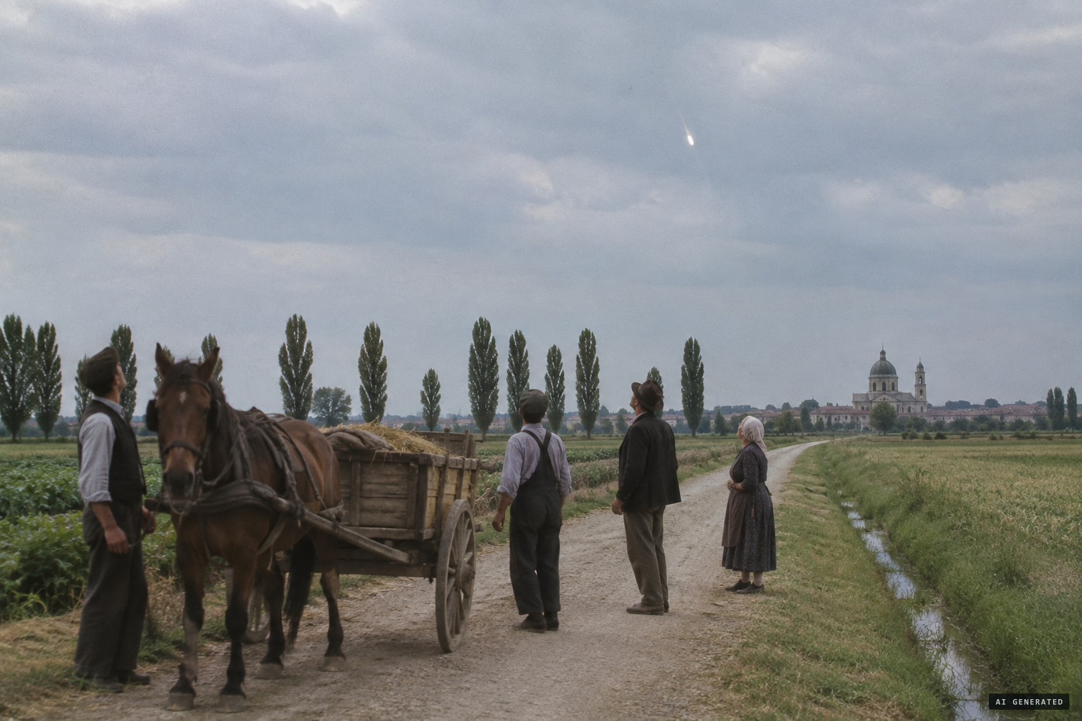 Something comes down near Magenta, west of Milan, in 1933