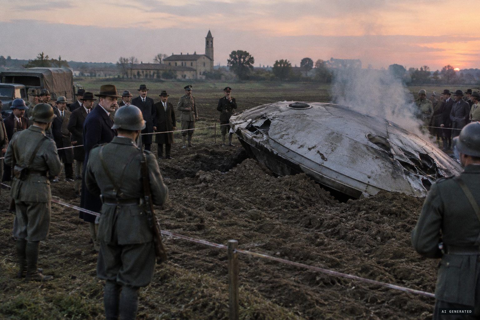 An "unconventional flying vehicle" crashed or landed near Magenta