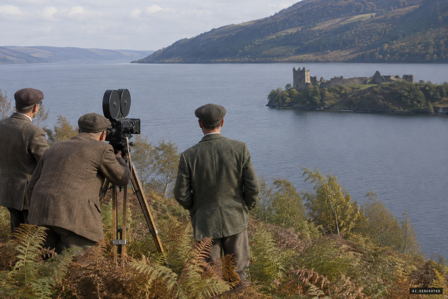 Irvine's camera waits on the east side of the loch, opposite Urquhart Castle