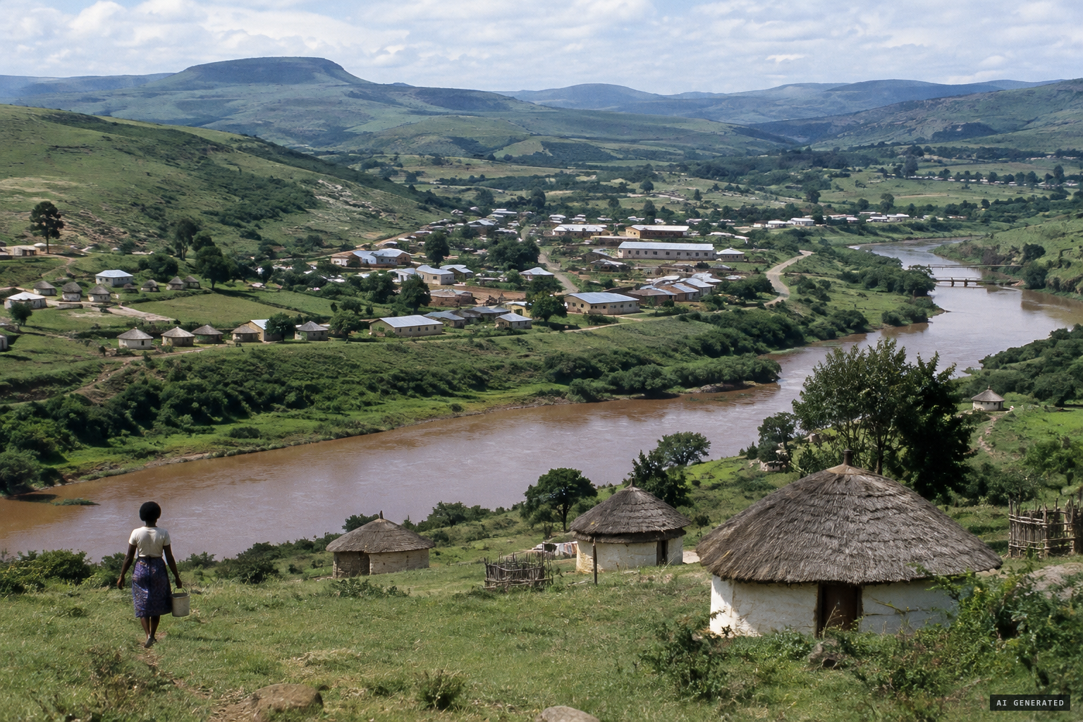 The Mzintlava River running past Mount Ayliff