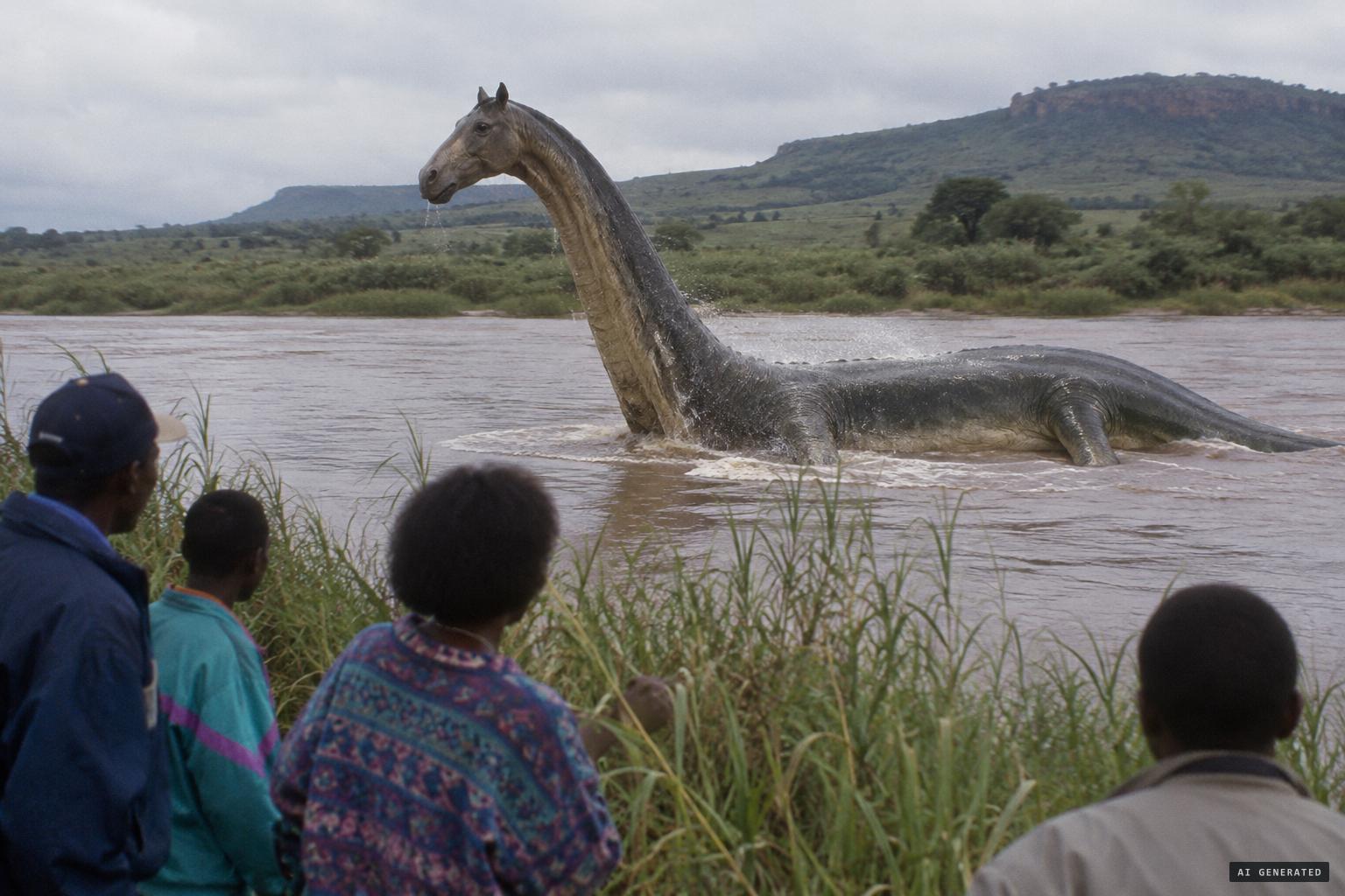 The giant reptile villagers described: horse's head, snake's neck, fish's body