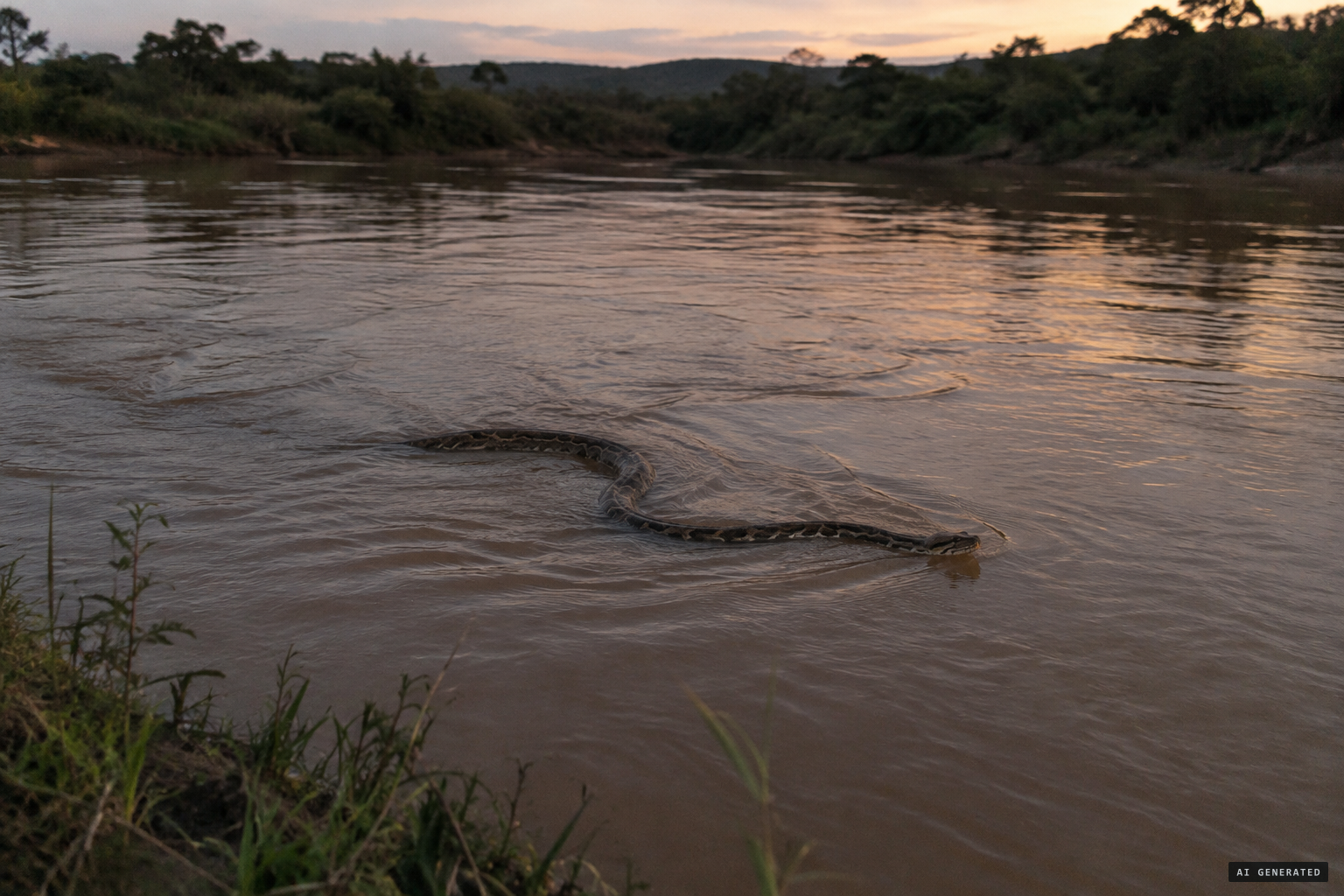 A large python crossing the river may have started the story