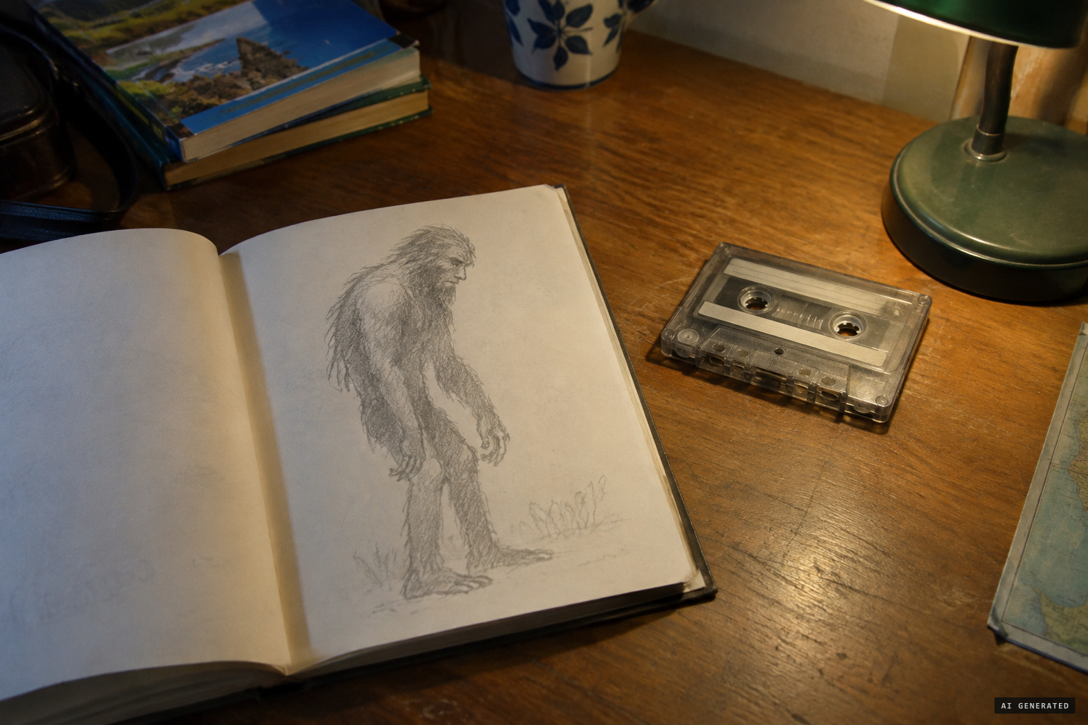 Her drawing reproduced in The Yowie, and the taped interview that survives