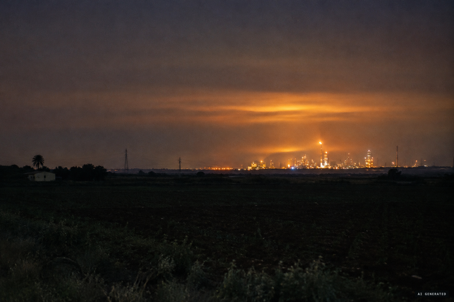 The proposed explanation: flashes from a distant chemical complex seen through a thermal inversion