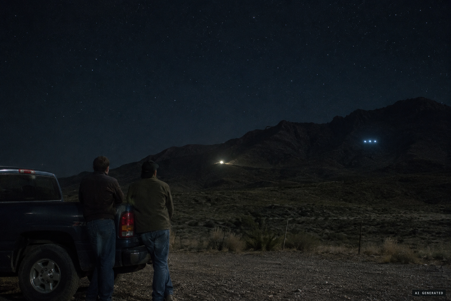 Richard Brown sees a 'car light' coming down a mountain with no roads; another light splits into three
