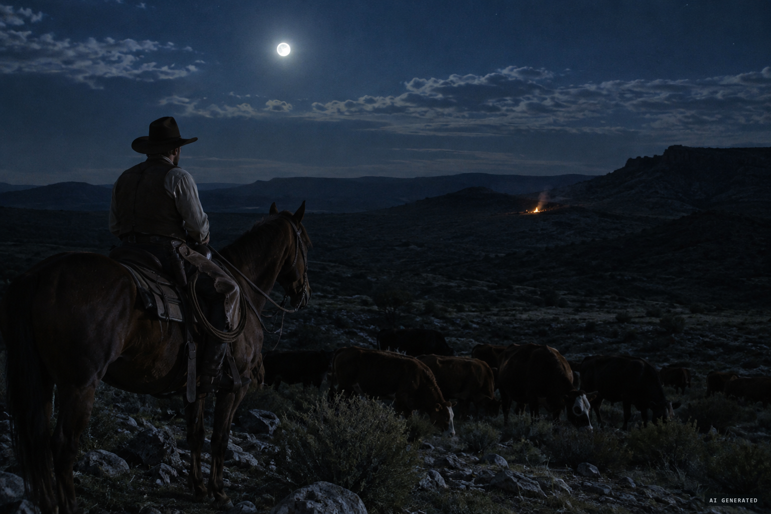 Cowhand Robert Reed Ellison sees what he takes for an Apache campfire, 1883