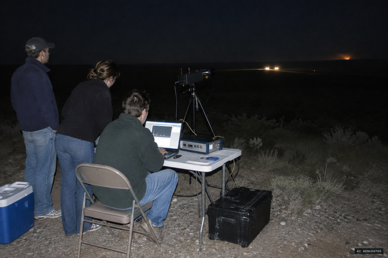 Texas State University team records headlights and small fires, 2008