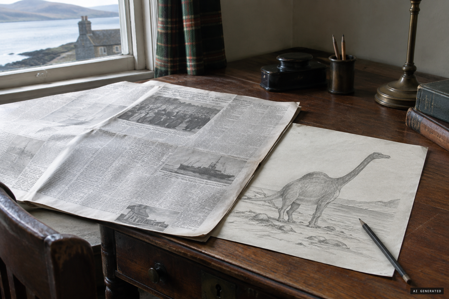 The story runs in the Inverness Courier and The Scotsman, with a sketch from her description