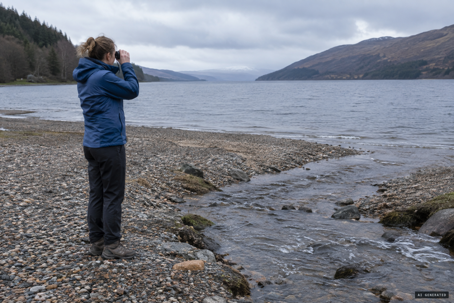 Investigators return to the beach at the mouth of the Allt na Dubhair