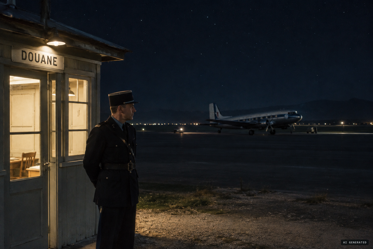 Customs officer Gabriel Gachignard on night duty at Marignane airport