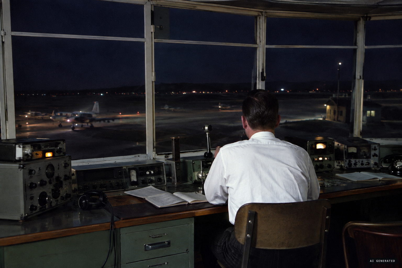 An airport controller recalls the event: there was no radar on site