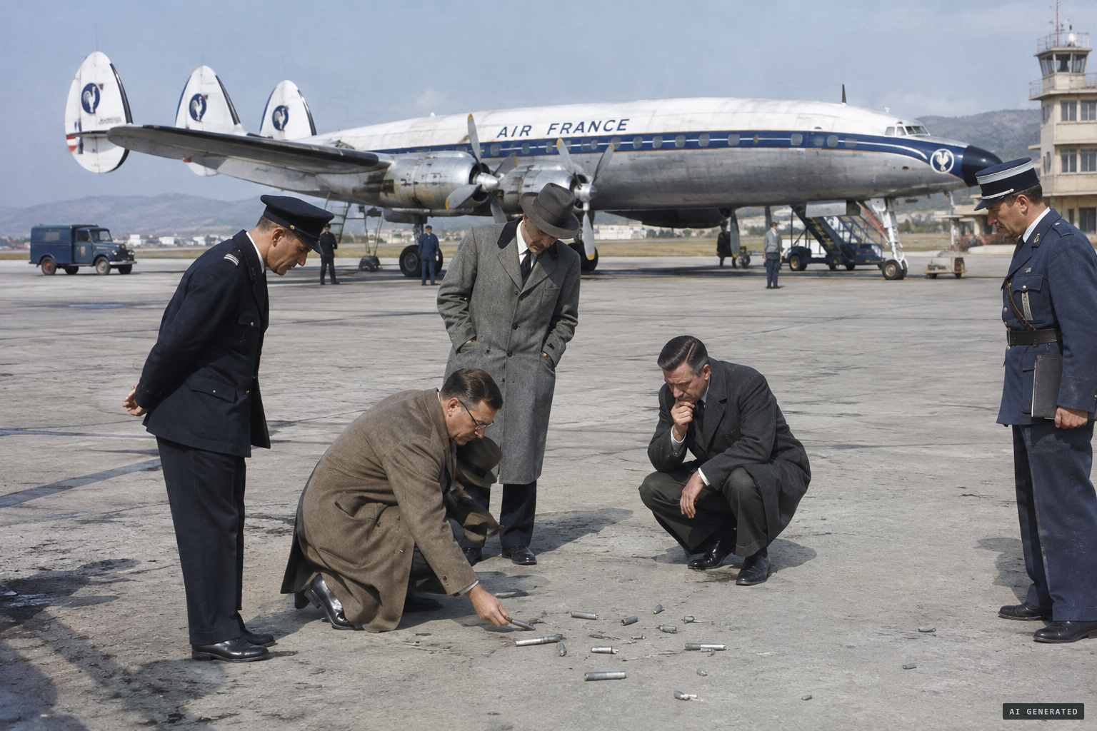 The 1954 'landing' debris: static dischargers from Constellations