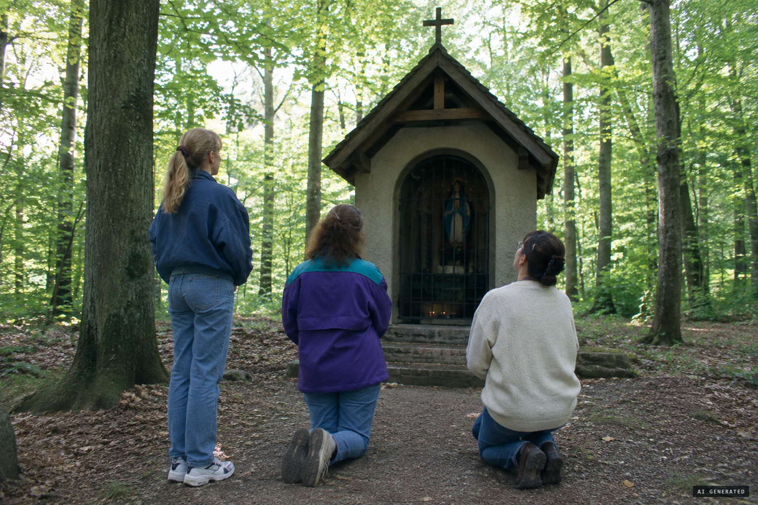 Three women report that the Mother of God is appearing to them at the old site.