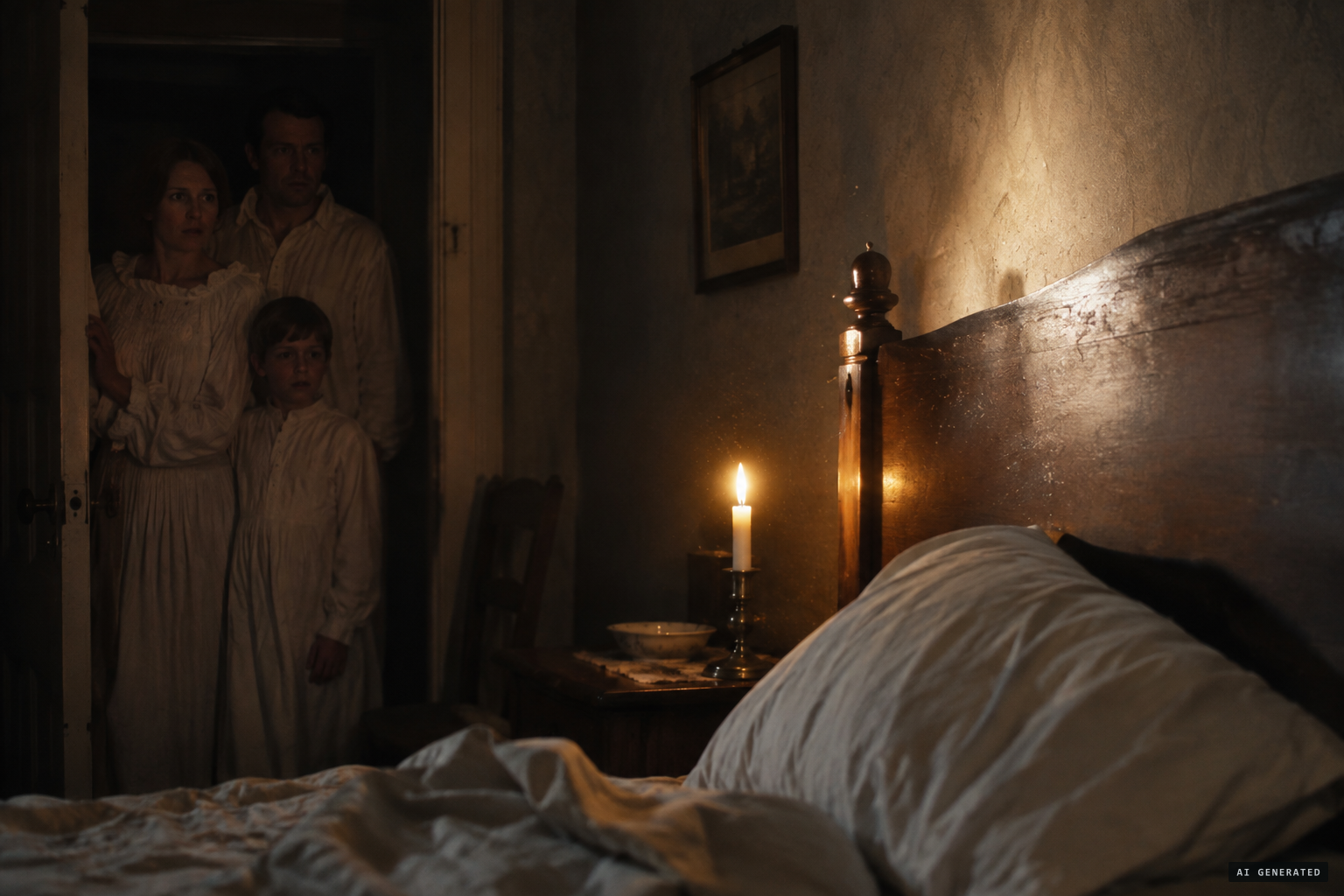 Three loud knocks near the bed