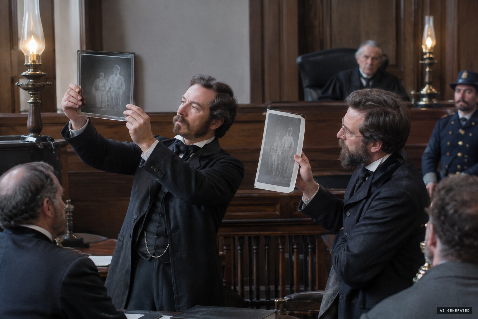 At the 1869 trial, photographers showed double exposure could make ghosts