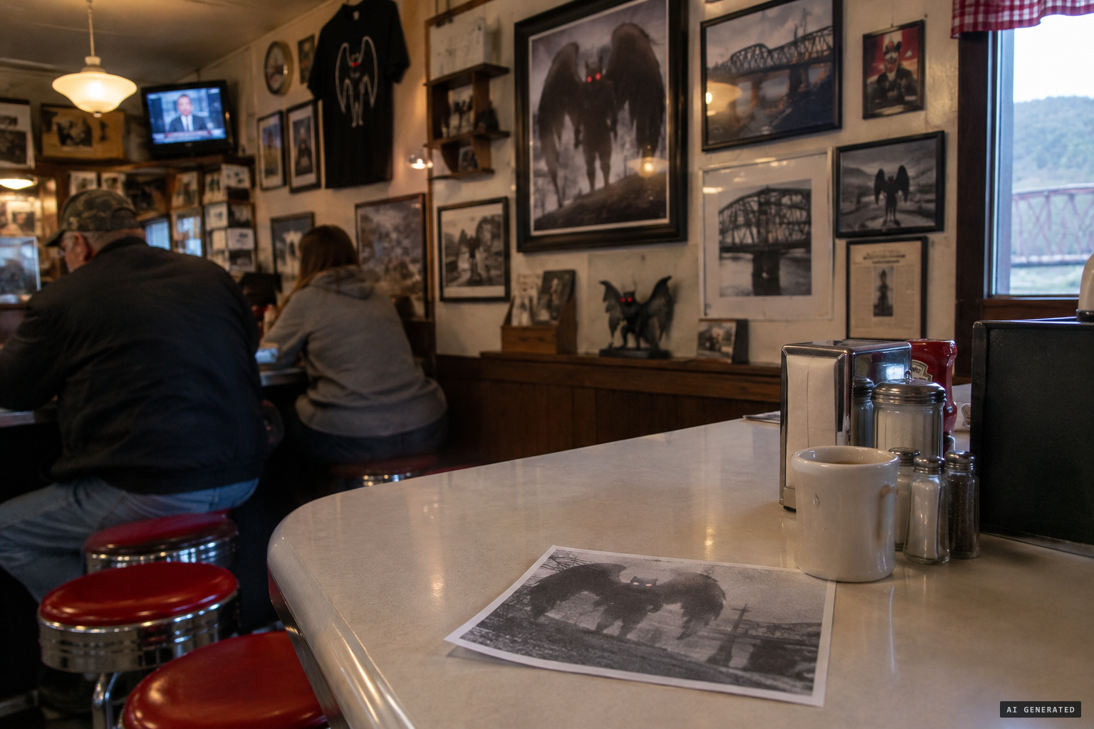 WCHS takes the photos to the keepers of the legend at The Mothman Diner
