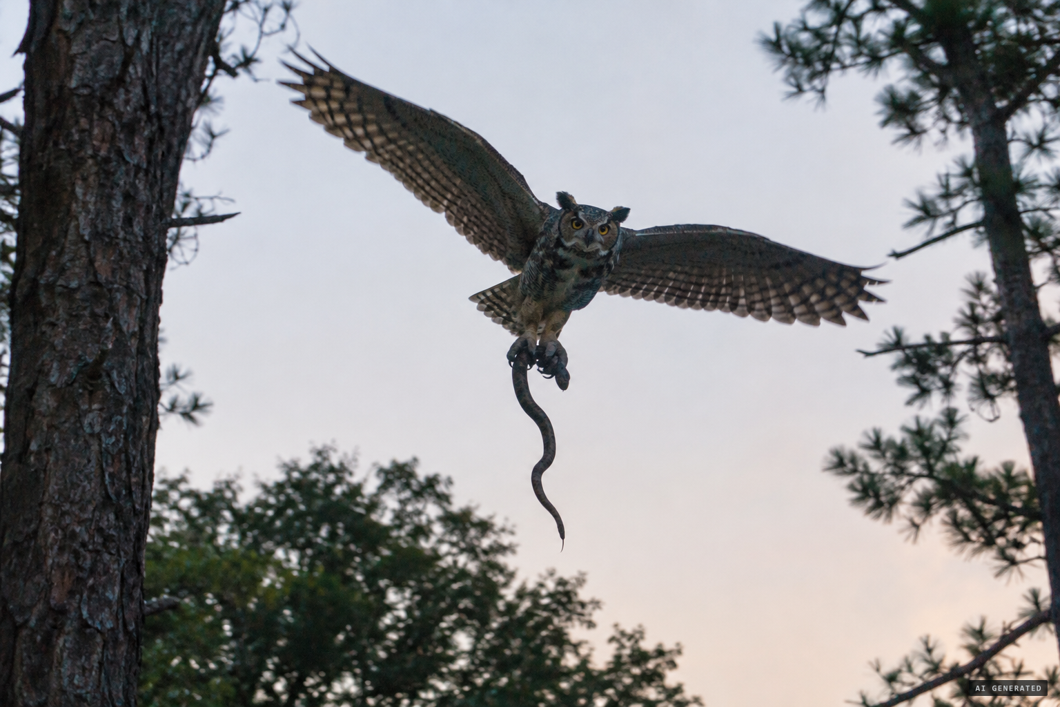 The skeptics' explanation: an owl carrying a snake or frog away