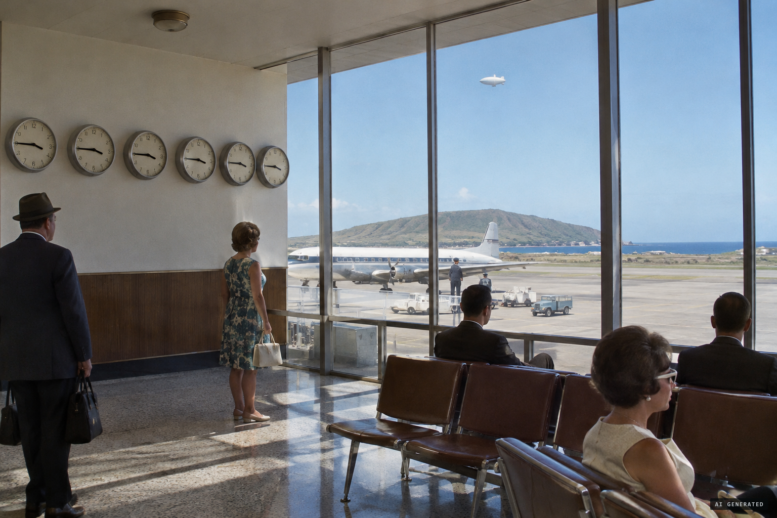 At 15:45, with the object overhead, every airport clock stops