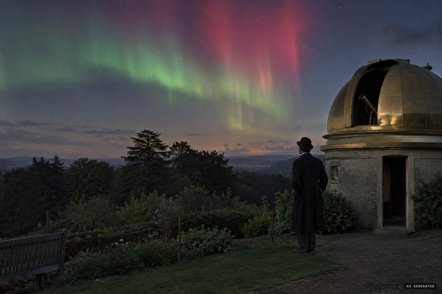 Capron watches the aurora blazing in the northern sky