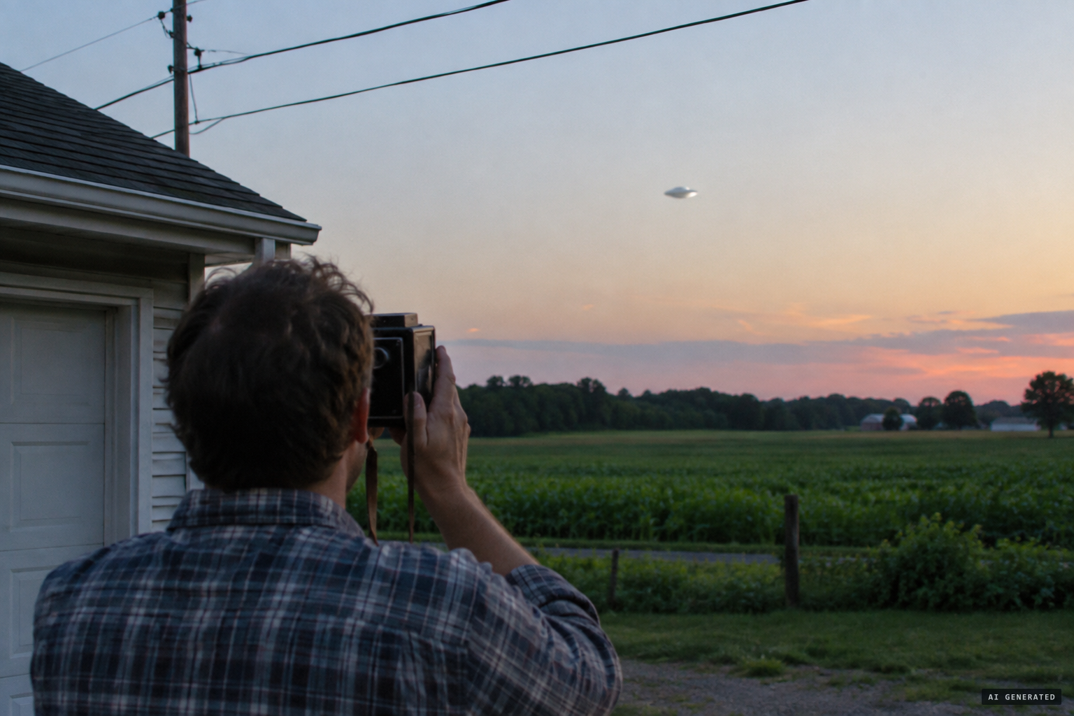 Paul Trent takes a picture of the gliding disc with the family Kodak
