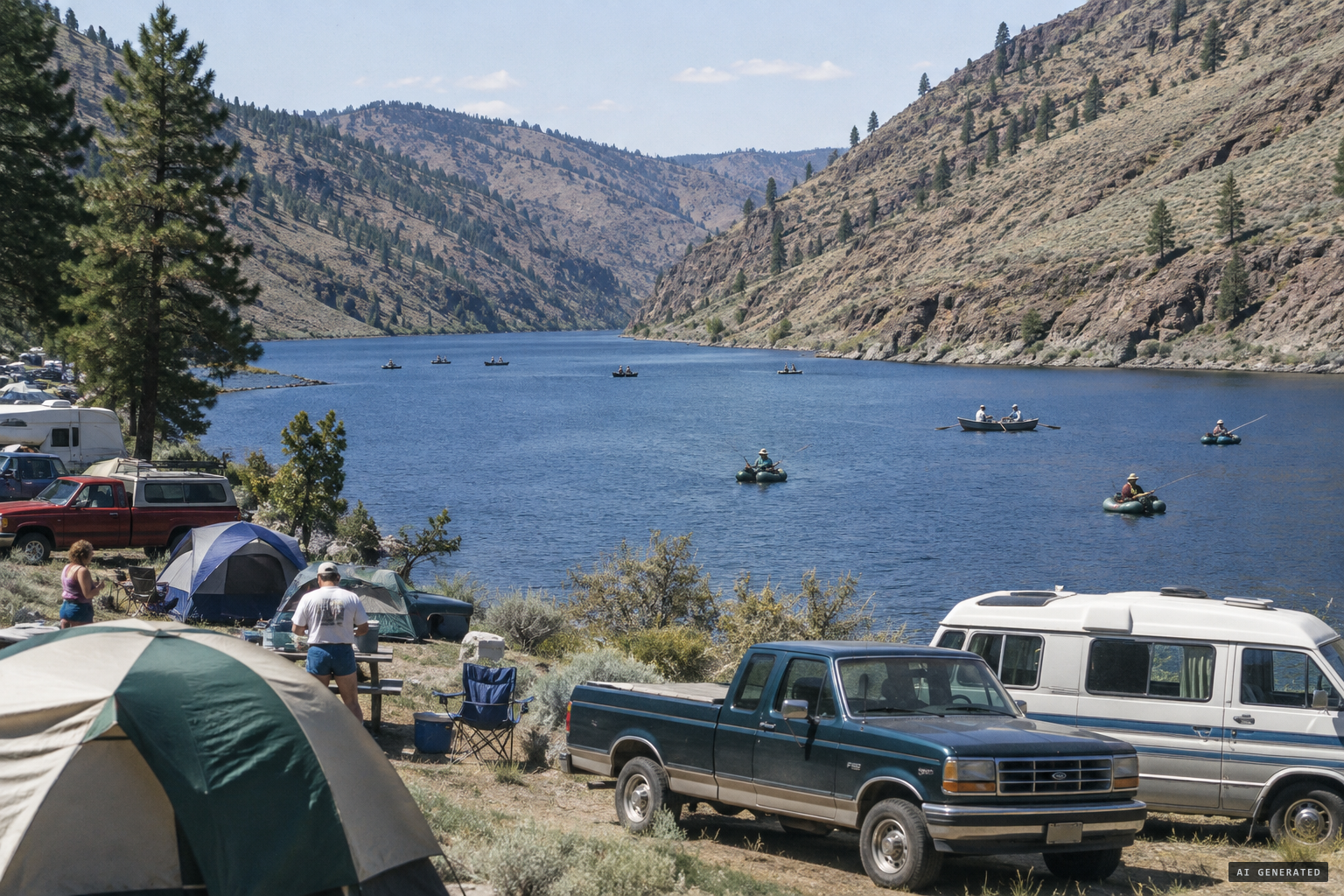Chopaka Lake, a remote fly-fishing lake near the Canadian border, crowded on Memorial Day weekend