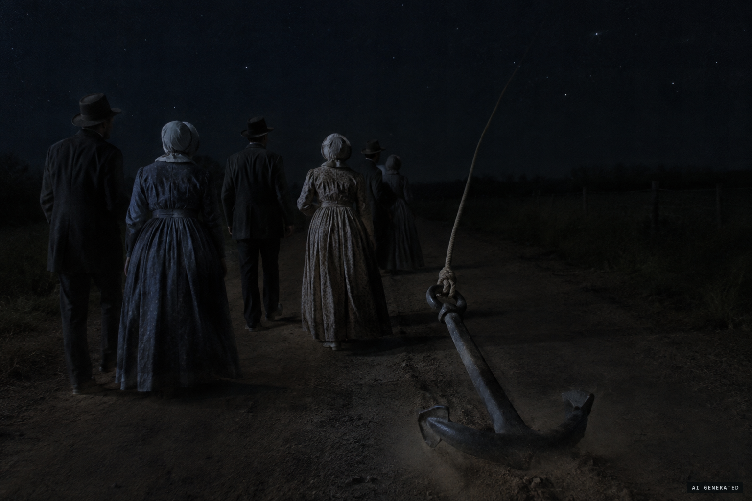 Churchgoers notice a heavy object dragging along on a rope