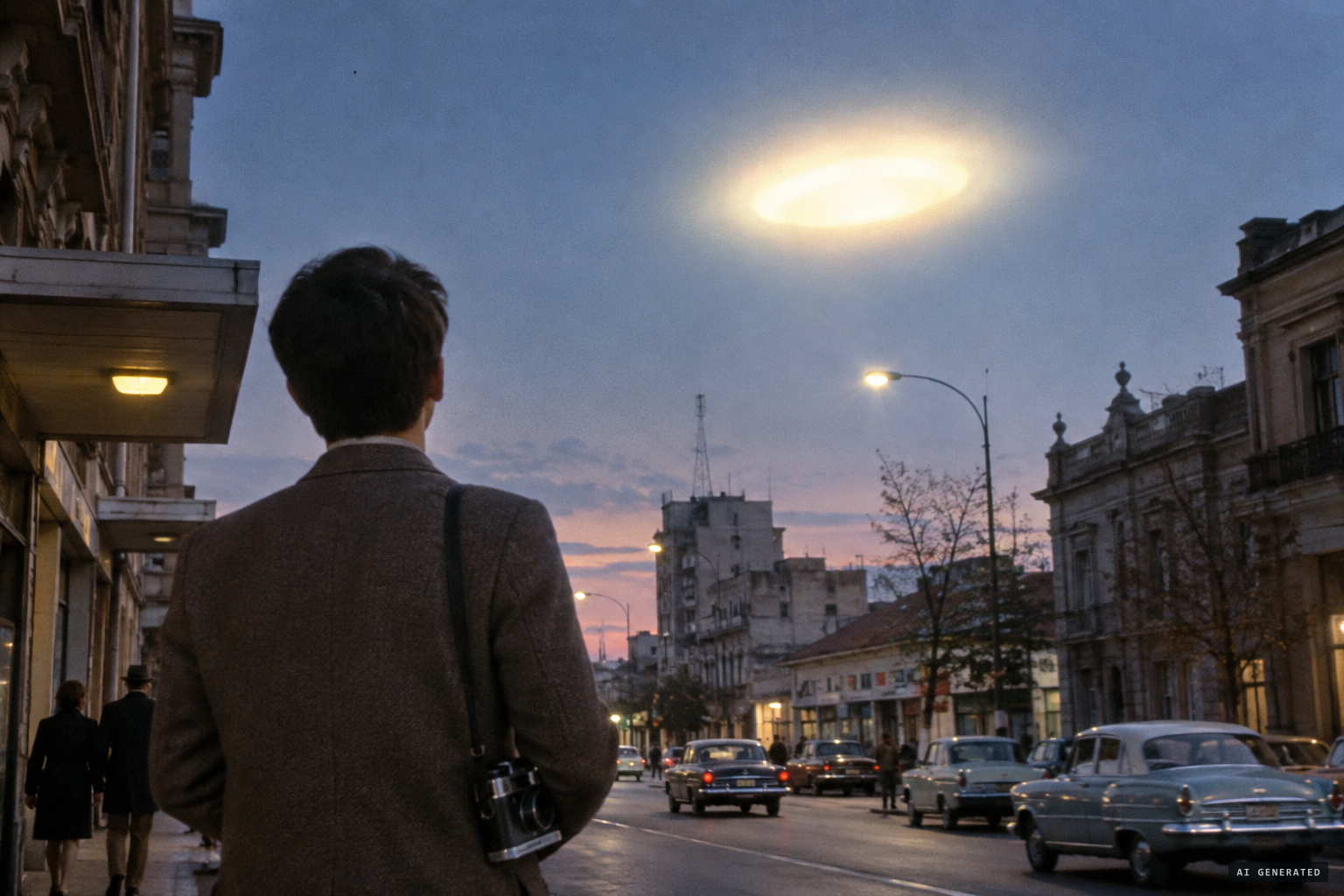 On Calle Chiclana, Tohmé sees a luminous oval larger than the full moon
