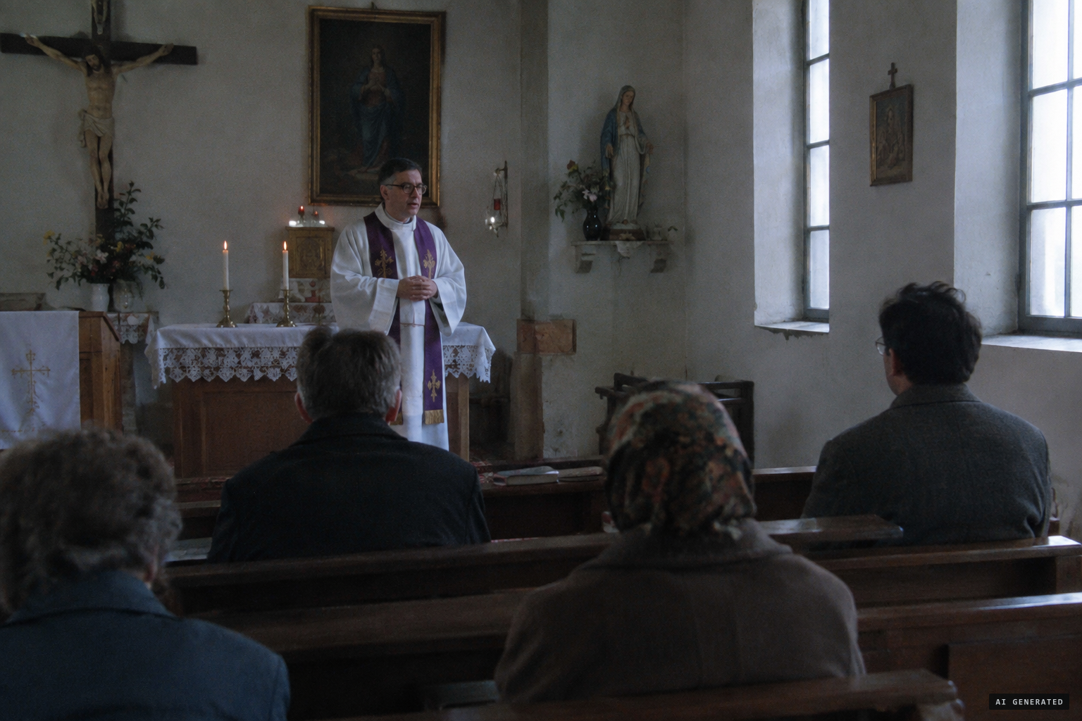 The priest calls it a miracle and urges silence